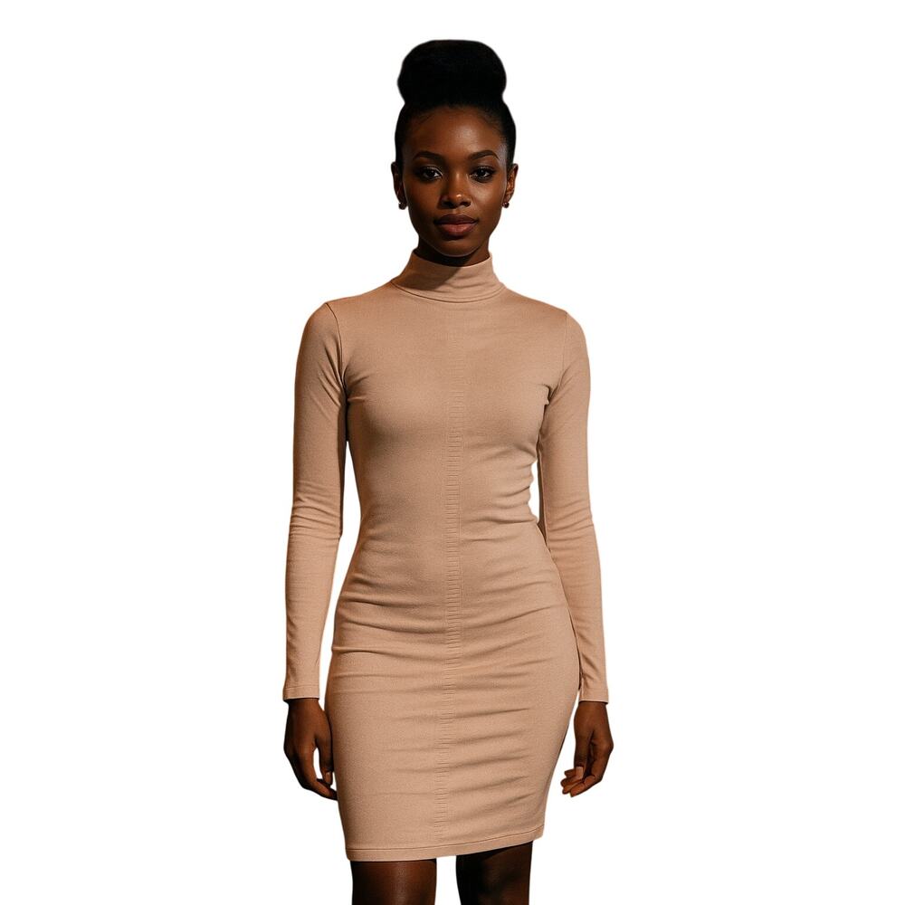 Love Always by FCT Soft Cream Nude pink Long Sleeve ruched body on Dress XL